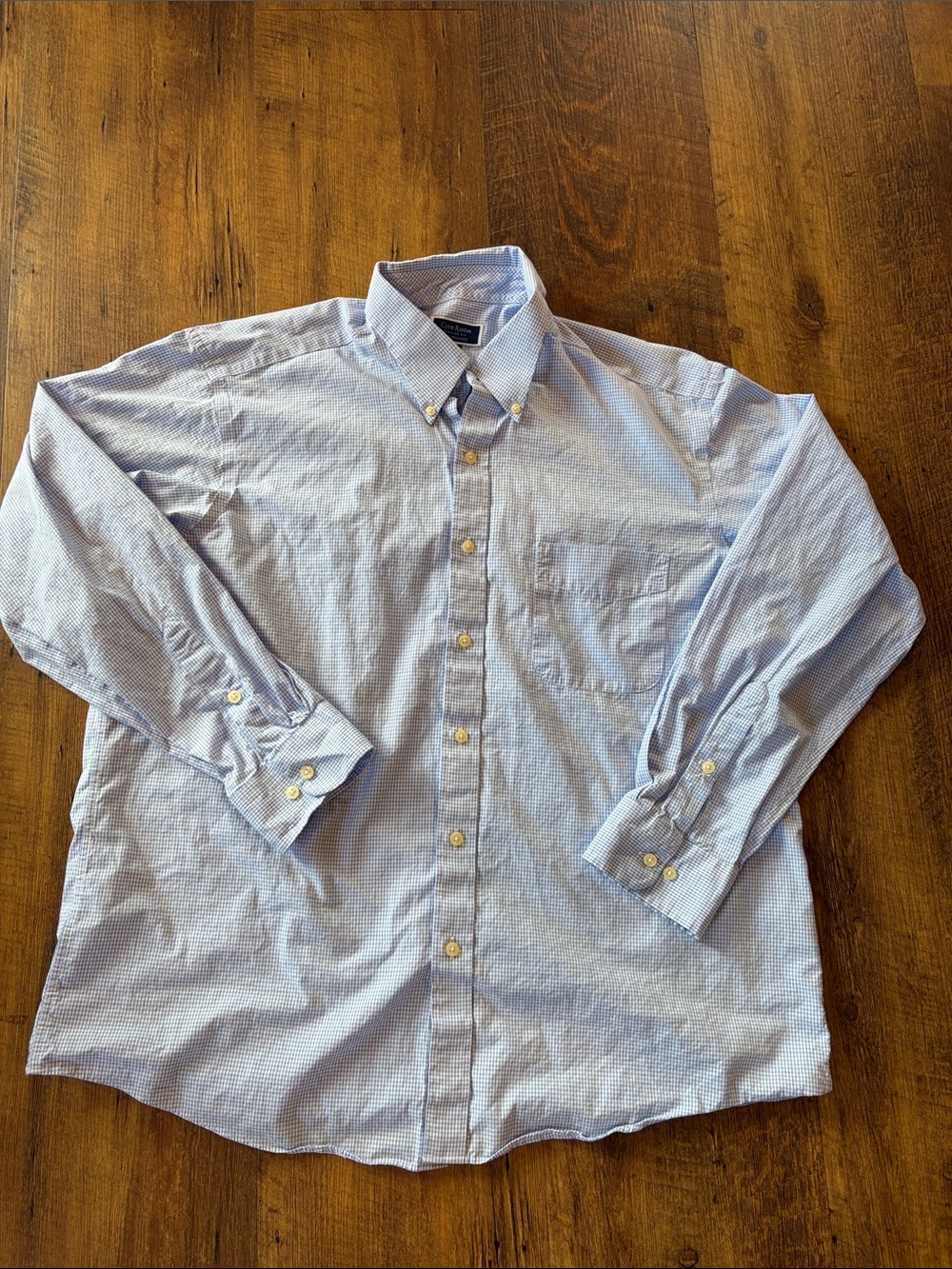 Club Room Gingham Button -Down Dress Shirt Neck Size 17 Sleeve Length 34-3